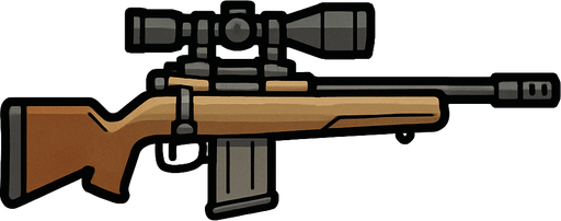 Sniper rifle rotated 90 degrees.
In-Game asset.  2d.  High contrast.  No shadows