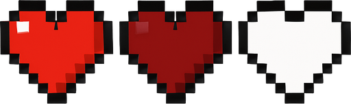 Две разнавидно сти сердца подно и пустое пиксильно хп.
In-Game asset.  2d.  High contrast.  No shadows