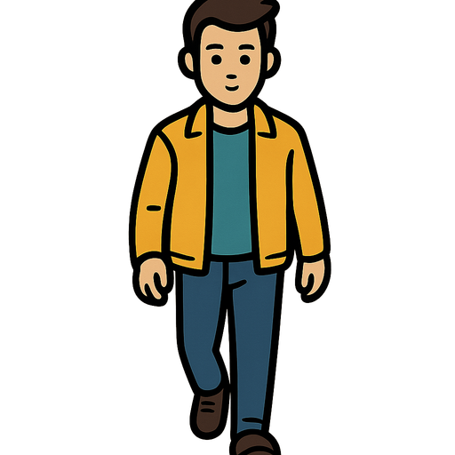 A pedestrian, walking down the street facing forwards.
In-Game asset.  2d.  High contrast.  No shadows