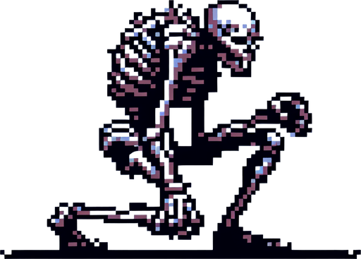 Single Game Texture. In-Game asset. 2d. Blank background. High contrast. No shadows. A pixel art sprite in a Super Nintendo, Super Castlevania style that looks like a skeleton zombie that is haunched over