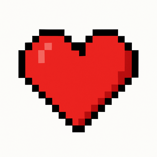 Piksel kalp.
In-Game asset.  2d.  High contrast.  No shadows