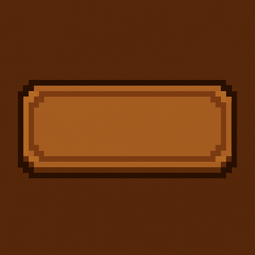 Pixelart empty button, 450x144 pixel, music game. brown theme..
In-Game asset.  2d.  High contrast.  No shadows