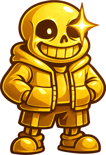 Sans de color dorado épico y brillante.
In-Game asset.  2d.  High contrast.  No shadows