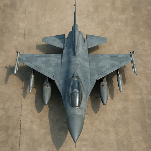 Un avión militar realista visto desde arriba