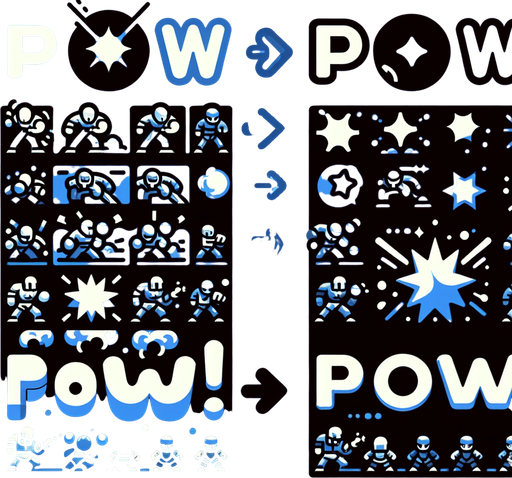 pow effect.
Single Game Texture. In-Game asset. 2d. Blank background. High contrast. No shadows.