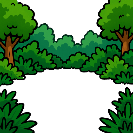 add a grass background, empty middle, grass and trees around.
In-Game asset.  2d.  High contrast.  No shadows