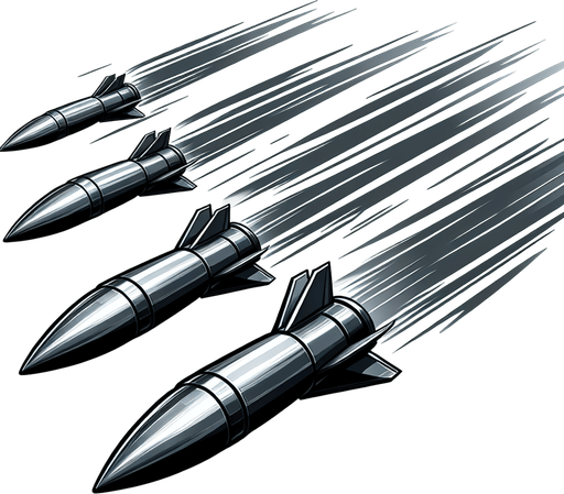 make fighter jets bullets.
Single Game Texture. In-Game asset. 2d. Blank background. High contrast. No shadows.