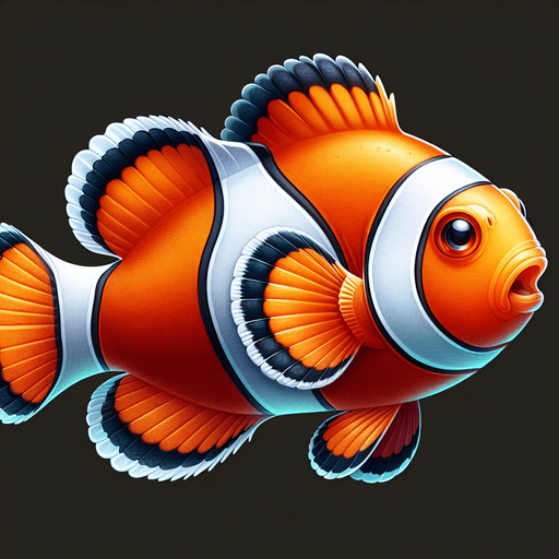 a clown fish.
Single Game Texture. In-Game asset. 2d. Blank background. High contrast. No shadows.