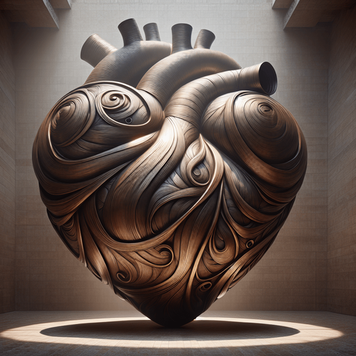 face view of a big bronze heart