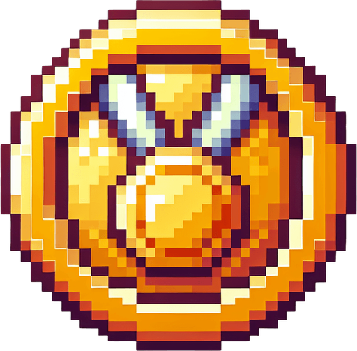 round gold medal. pixelated. 8-bit.
Single Game Texture. In-Game asset. 2d. Blank background. High contrast. No shadows.