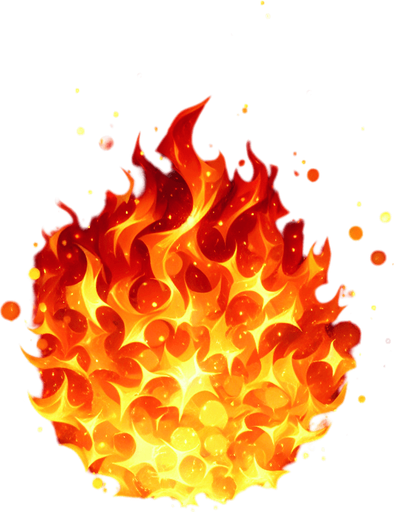 Fire particle. Single Game Texture. In-Game asset. 2d. black background. High contrast. No shadows.