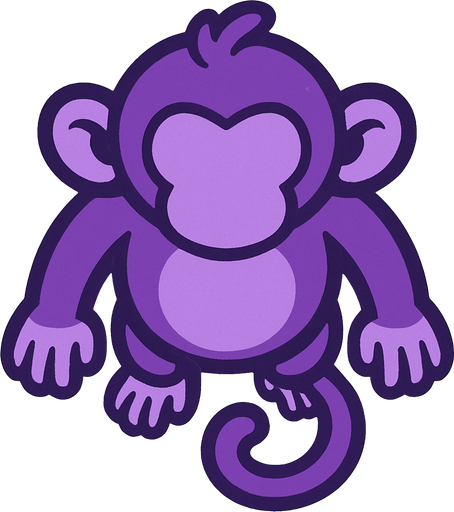 purple monkey top view.
In-Game asset.  2d.  High contrast.  No shadows