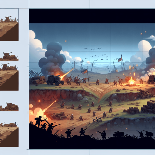 Battle ground.
Single Game Texture. In-Game asset. 2d. Blank background. High contrast. No shadows.