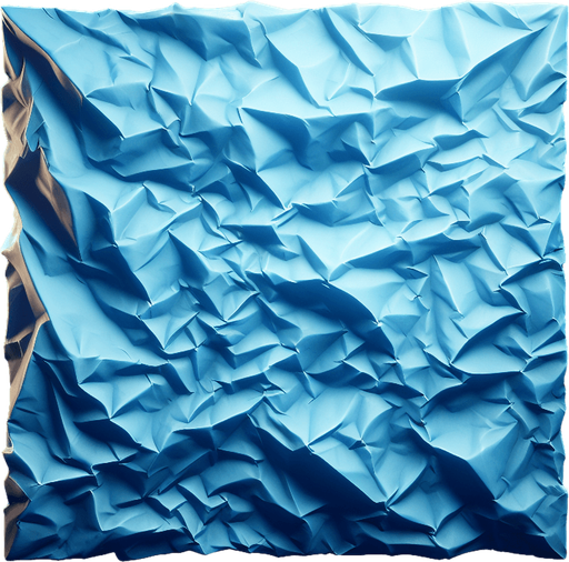 A cyan crumpled paper texture.
Single Game Texture.  In-Game asset.  2d.  Blank background.  High contrast.  No shadows