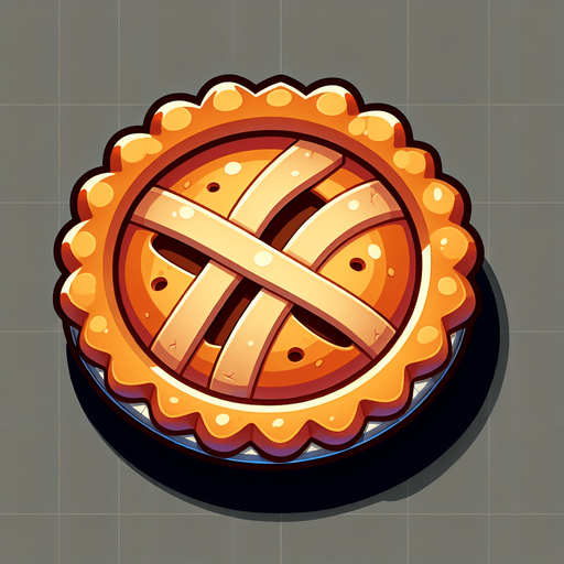 cartoon pie drawn top view.
Single Game Texture. In-Game asset. 2d. Blank background. High contrast. No shadows.