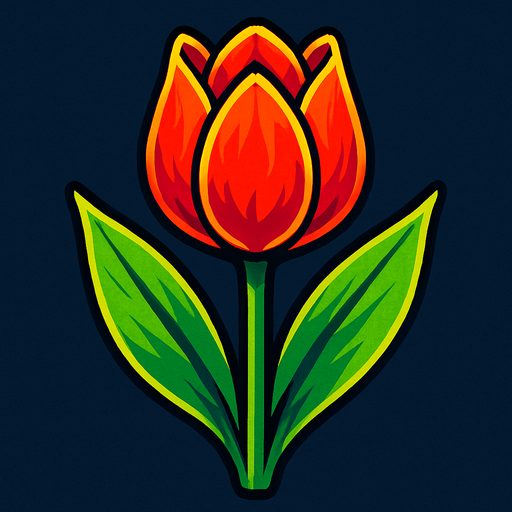 Tulip. The flower is facing at the center. Make it vibrant.
In-Game asset.  2d.  High contrast.  No shadows