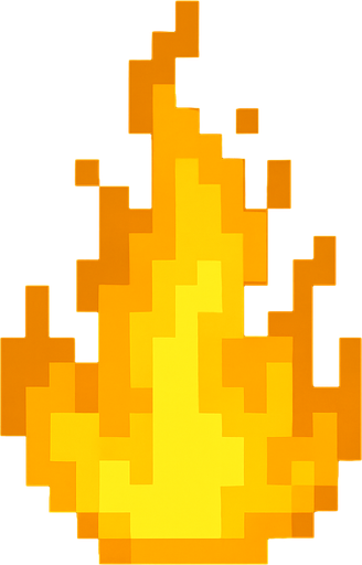 Fuego amarillo en pixel art.
In-Game asset.  2d.  High contrast.  No shadows