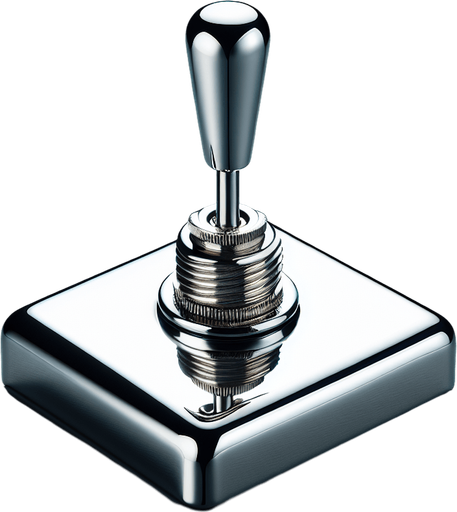 Chrome Toggle switch with thin arm, front view.