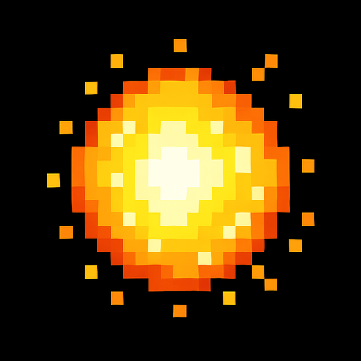 bola de luz de pixeles.
In-Game asset.  2d.  High contrast.  No shadows
