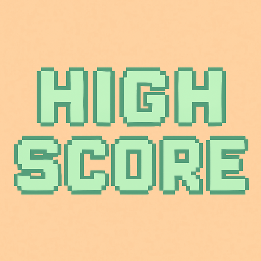 A pixel art text label for a retro 2D game main menu displaying "HIGH SCORE" in bold uppercase letters. The text is centered, large enough to be easily readable, and uses a pastel light green color. The style is simple, flat, and fits the cozy retro pixel art theme of the game. The text label is static and not interactive..
In-Game asset.  2d.  High contrast.  No shadows. pixel art. retro. 2d ui. text label. pastel green. bold uppercase letters. clear font. minimal. flat design. non-interactive
