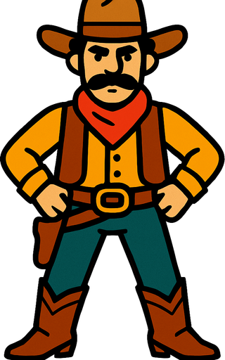 Cowboy.
In-Game asset.  2d.  High contrast.  No shadows