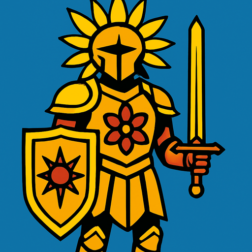 sunpetalSentinel.
2d.  High contrast.  No shadows