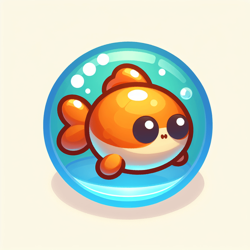 A cute little goldfish.
Single Game Texture. In-Game asset. 2d. Blank background. High contrast. No shadows.
