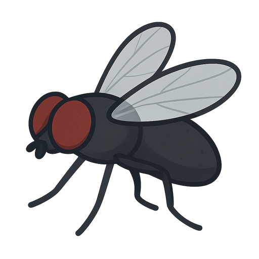 black fly. No background. Transparent background. Blank background. No shadows. 2d. In-Game asset. flat