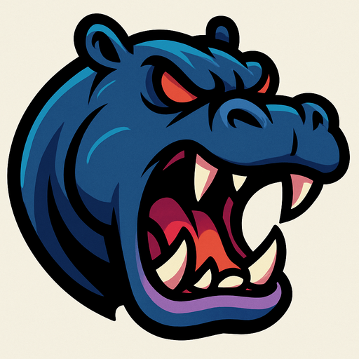 Aggressive hippo.
In-Game asset.  2d.  High contrast.  No shadows