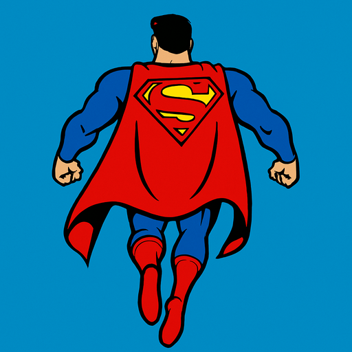 Believe me, Superman flies from behind.
In-Game asset.  High contrast.  No shadows