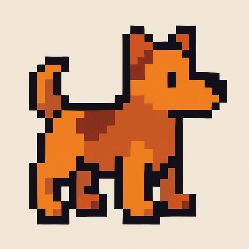 pixel art dog.
In-Game asset.  2d.  High contrast.  No shadows