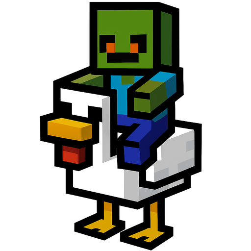 minecraft chicken jockey.
In-Game asset.  2d.  High contrast.  No shadows