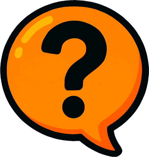 Orange bubble with question mark.
In-Game asset.  2d.  High contrast.  No shadows