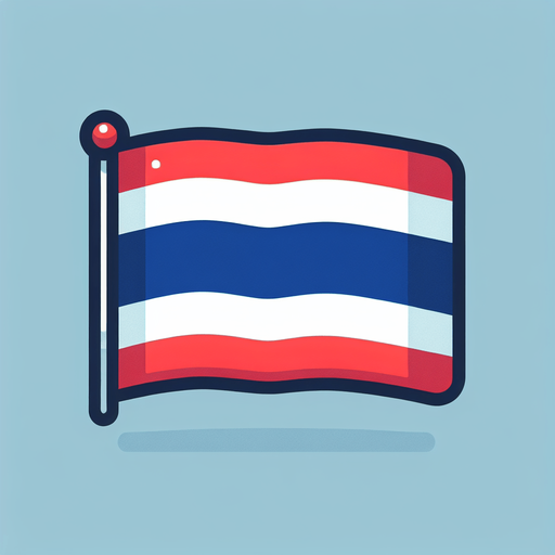 thailand flag. simple. flat.
Single Game Texture. In-Game asset. 2d. Blank background. High contrast. No shadows.