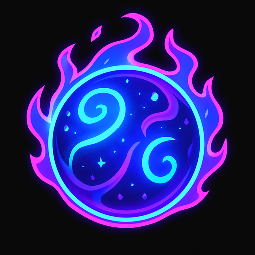 mystical neon ball.
In-Game asset.  2d.  High contrast.  No shadows