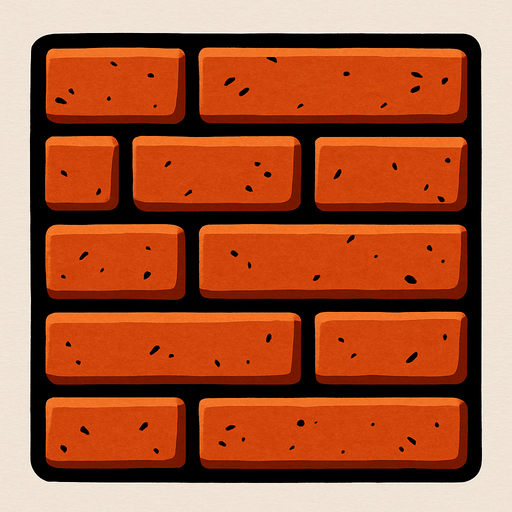 A brick tile, 2d.
In-Game asset.  2d.  High contrast.  No shadows