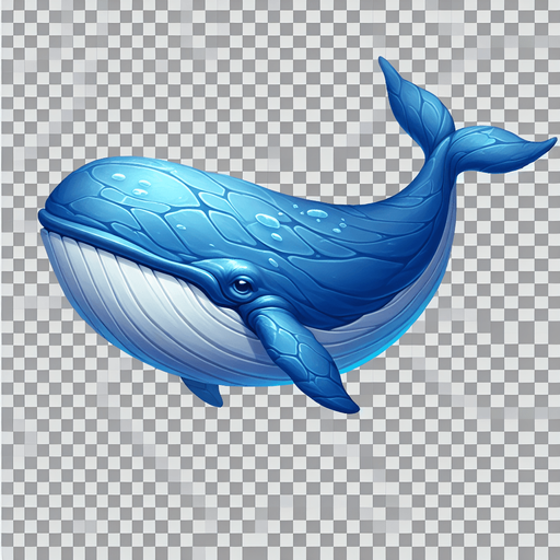Blue Whale.
Single Game Texture.  In-Game asset.  2d.  Blank background.  No shadows