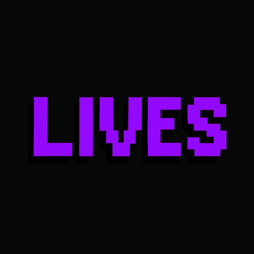 texto hecho con pixeles que diga lives.
In-Game asset.  2d.  High contrast.  No shadows