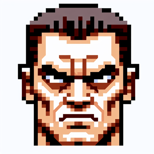 cartoon. 8-bit. cristiano ronaldo face. angry. Single Game Texture. In-Game asset. 2d. Blank background. High contrast. No shadows.