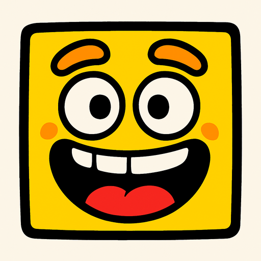 funny square.
In-Game asset.  2d.  High contrast.  No shadows