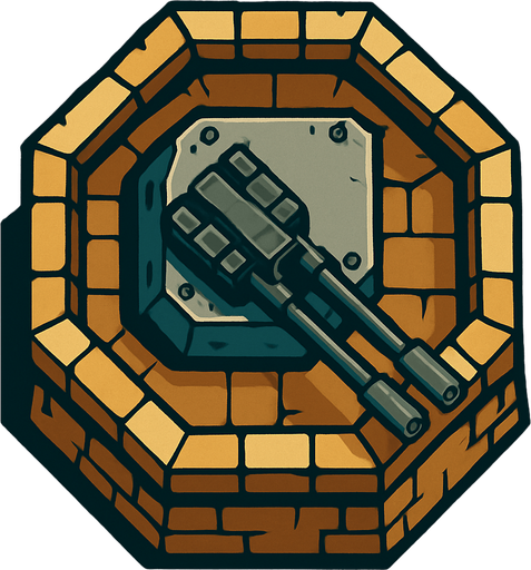 kuş bakışı silahlı kule..
In-Game asset.  2d.  High contrast.  No shadows