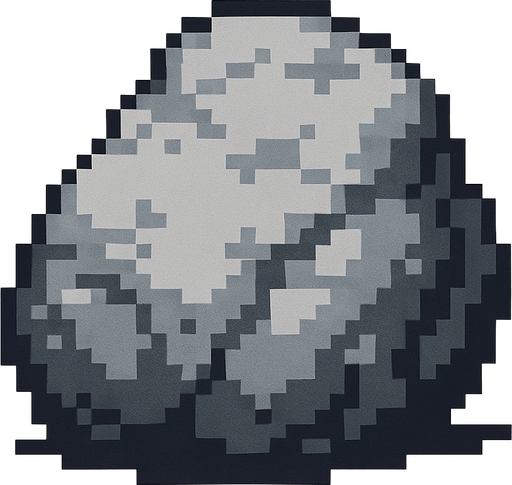 Gray rock (stone) style pixel art.
2d.  High contrast.  No shadows