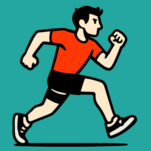 runner with a red shirt.
In-Game asset.  2d.  High contrast.  No shadows