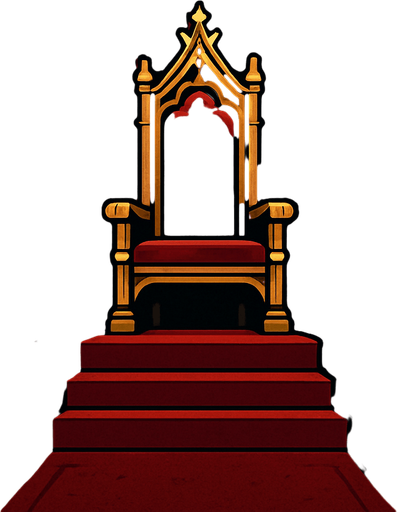 An imposing medieval throne room draped in red velvet, dark stone pillars, torches casting shadows, the throne elevated above all. realistic

In-Game asset.  2d.  High contrast.  No shadows