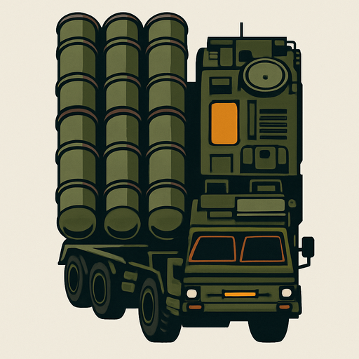 S-300 Anti Air system from the bird view.
In-Game asset.  2d.  High contrast.  No shadows