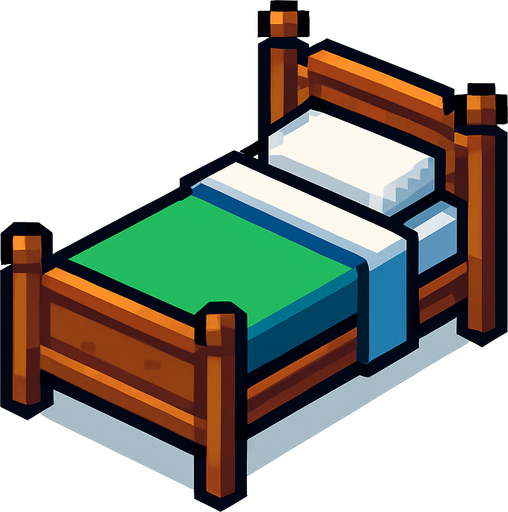 pixel yatak.
In-Game asset.  2d.  High contrast.  No shadows