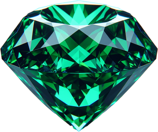 green 3d diamond.
In-Game asset. 3d. Blank background. High contrast. No shadows.