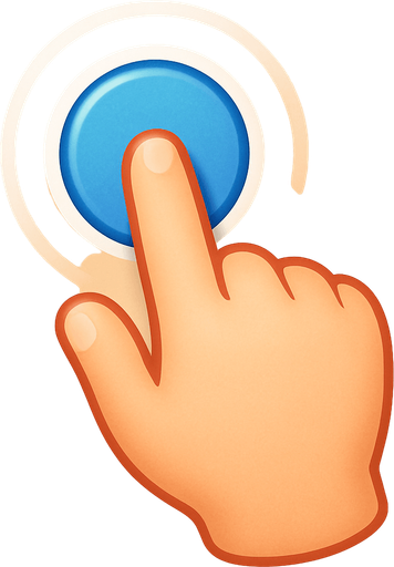 A tutorial hand showing a tap action. Cute soft graphics. soft ambient light. semi-matte to satin surfaces. naturalistic with slight saturation boost colors. Tone is premium, friendly, clean with lifestyle or service-oriented appeal.
In-Game asset.  2d.  High contrast.  No shadows. top down. View from above.