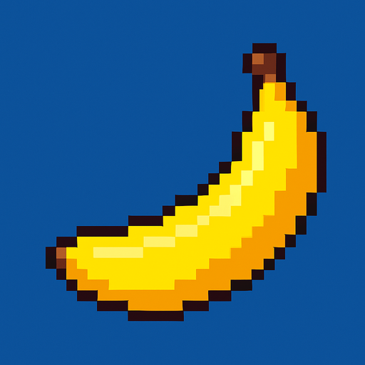 a pixel art of a banana.
In-Game asset.  2d.  High contrast.  No shadows