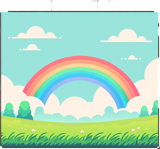 raibow in the background. soft colors. high definition. in game asset. Single Game Texture. In-Game asset. 2d. Blank background. High contrast. No shadows.